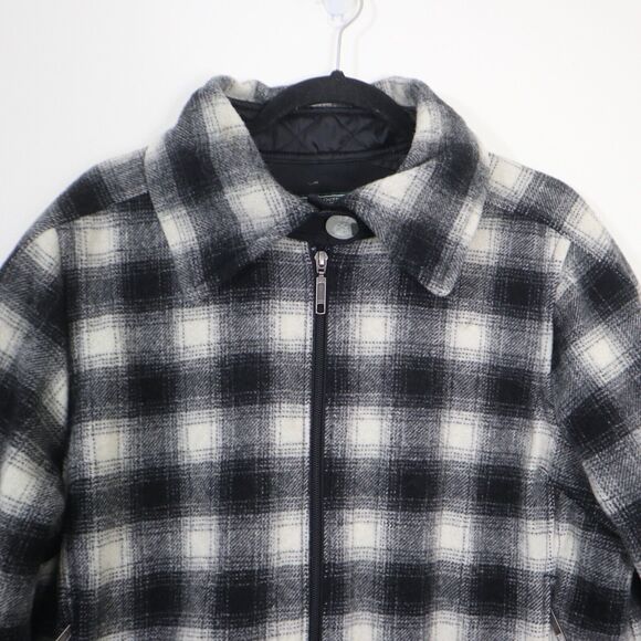 Woolrich Women's Size L Chatham Creek Jacket Wool Plaid Check Black White - Picture 3 of 11
